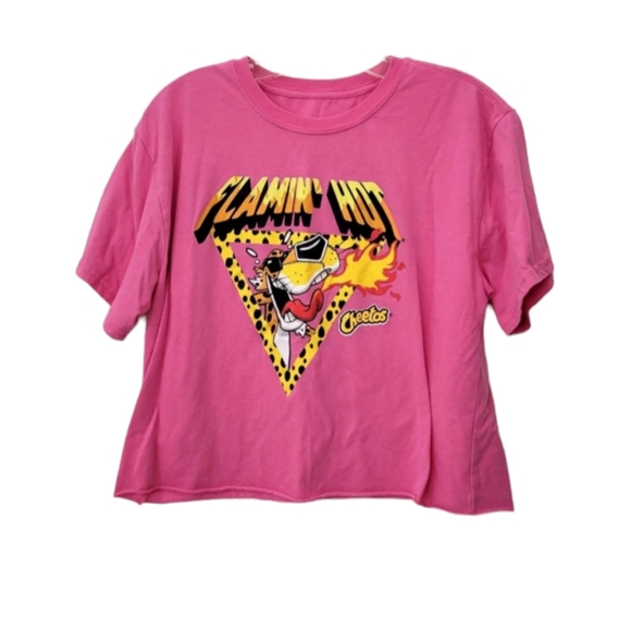 Women's Graphic T-shirt Size Plus 2XL Flaming Hot Cheetos Pink Short Sleeve - Picture 4 of 7